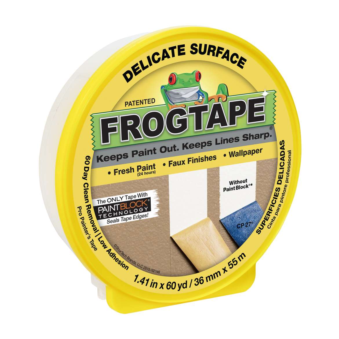 FrogTape® Delicate Surface Painter's Tape - Yellow, 1.41 in. x 60 yd.-Colour Company