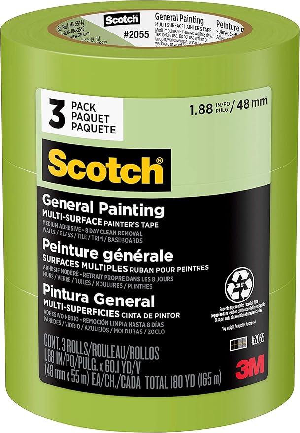 3M Scotch Green Tape 2"- Cont Pack of 3pc.-Colour Company 